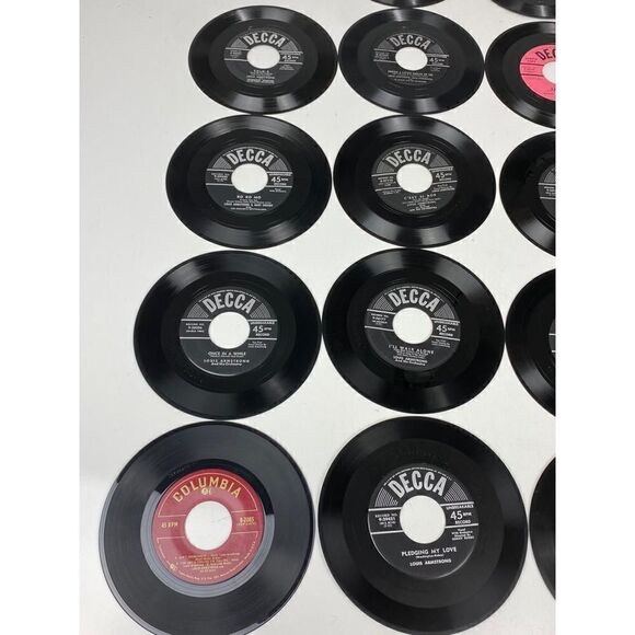 Vtg Record Album & 18 45 RPM Vinyl Records Louis Armstrong Dream a Little Dream - Picture 5 of 11